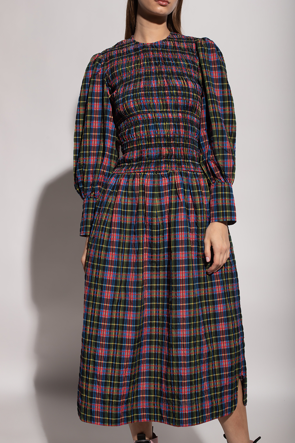 Ganni checked outlet dress